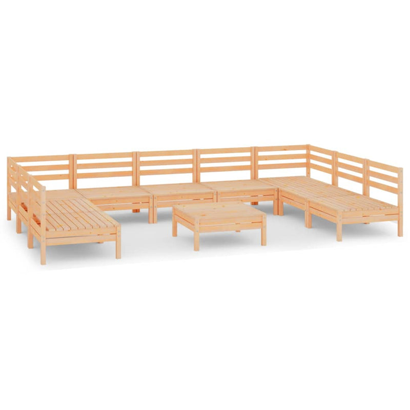 10 Piece Patio Lounge Set Solid Pinewood