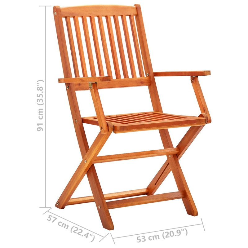 Folding Patio Chairs 8 pcs Solid Eucalyptus Wood