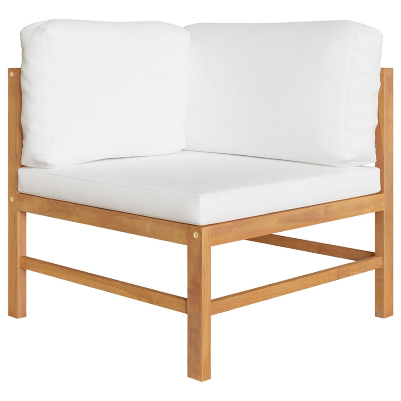 5 Piece Patio Lounge Set with Cream Cushions Solid Teak Wood