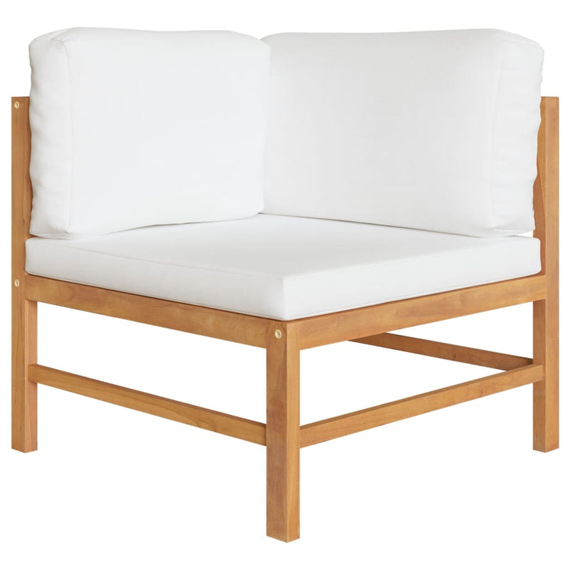 3-Seater Patio Sofa with Cream Cushions Solid Teak Wood