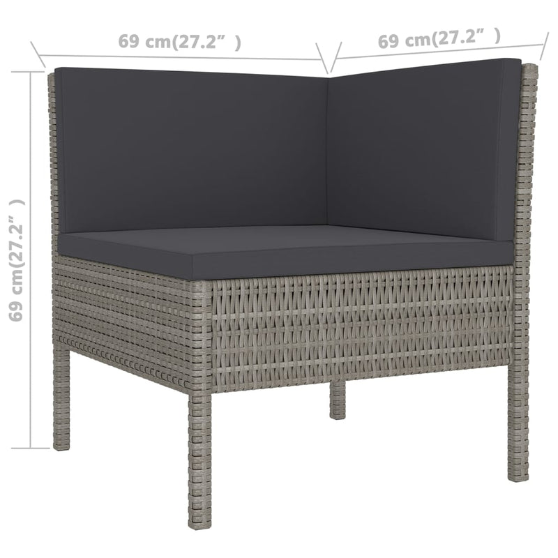 8 Piece Patio Lounge Set with Cushions Poly Rattan Gray