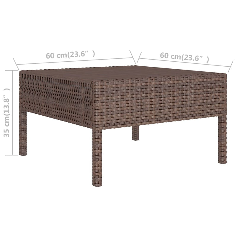 11 Piece Patio Lounge Set with Cushions Poly Rattan Brown