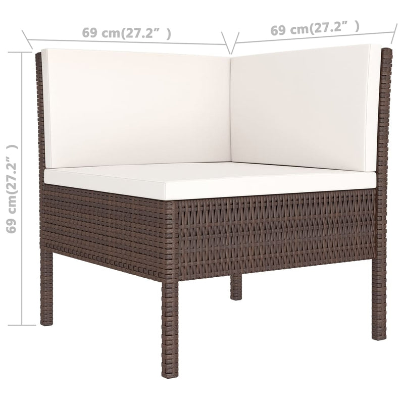14 Piece Patio Lounge Set with Cushions Poly Rattan Brown