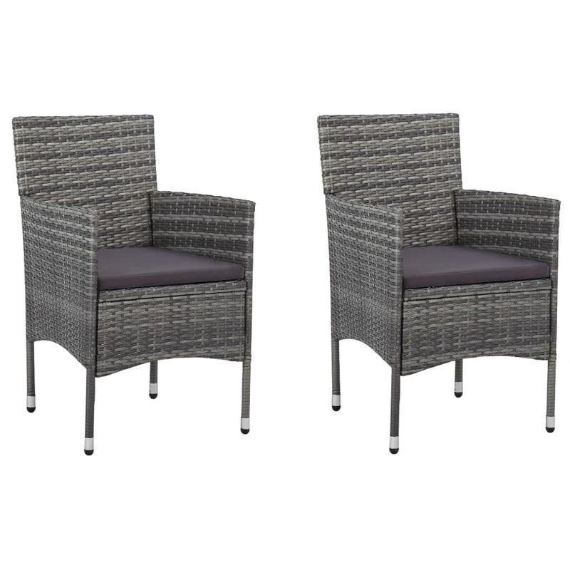 3 Piece Patio Dining Set with Cushions Poly Rattan Gray