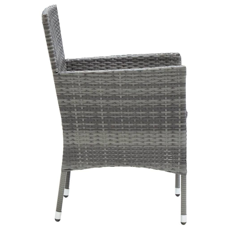 3 Piece Patio Dining Set with Cushions Poly Rattan Gray
